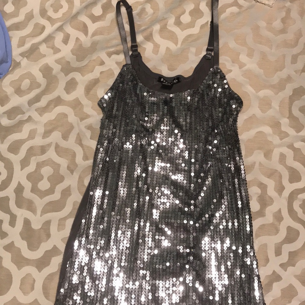 Sequin tank with cotton back